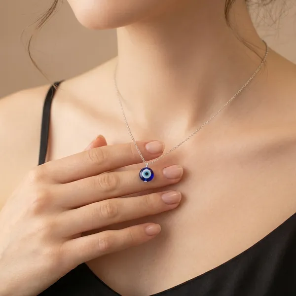 925_Silver_Jewellery_Blue_White_Evil_Eye_Protection_Pendant_Necklace_For_Women