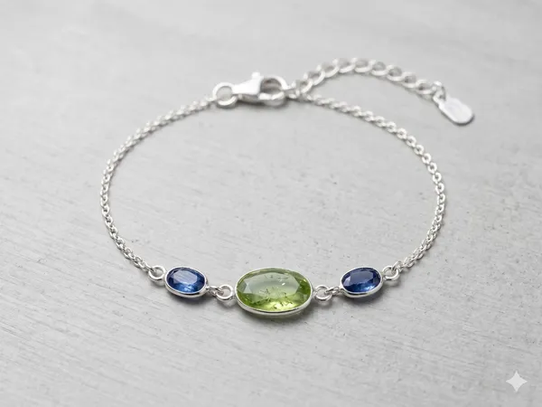 925_Silver_Jewellery_Geen_and_Blue_Kyanite_bracelet