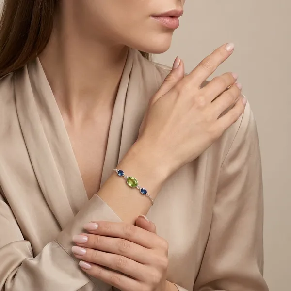 925_Silver_Jewellery_Geen_and_Blue_Kyanite_bracelet