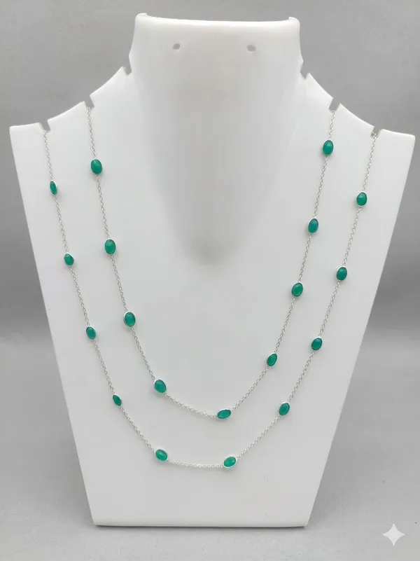 925_Silver_Jewellery_Green_Onyex_Long_Chain