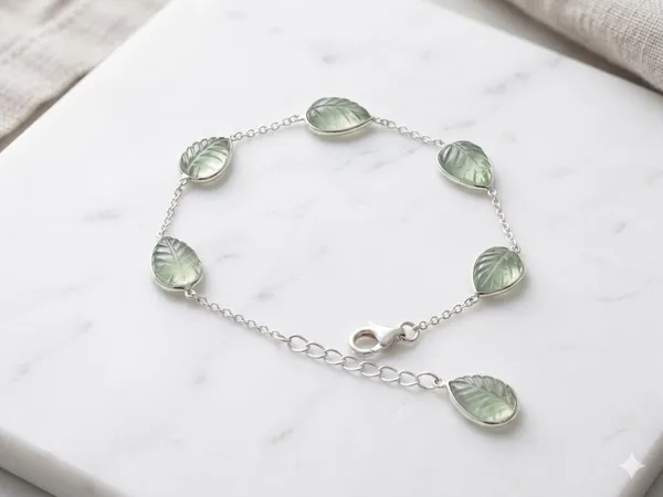 925_Silver_Jewellery_Green_mythist_leaf_crafting_bracelet