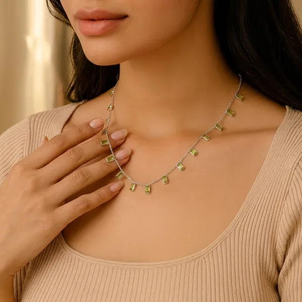 925_Silver_Jewellery_Peridot_Stone_Charm_Necklace_For_Women