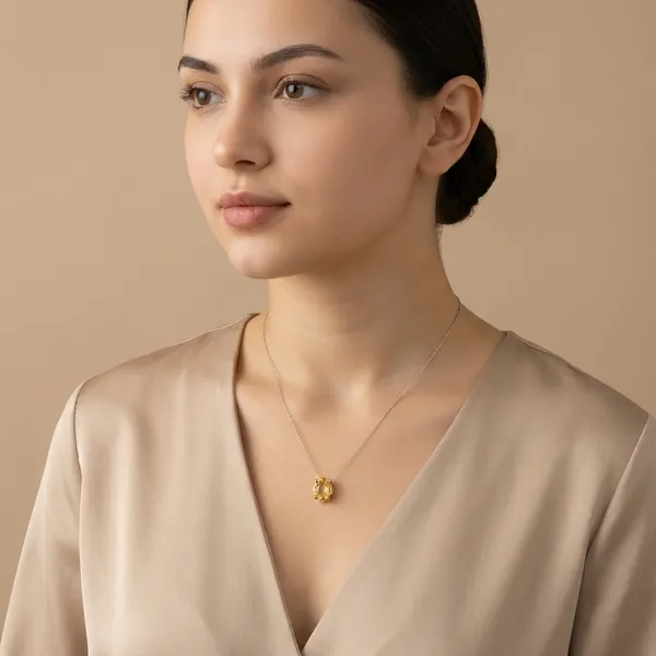 925_Silver_Jewellery_Yellow_Citrine_Delicate_Chain_Pendant_Necklace_For_Women