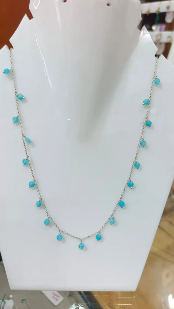 925_Silver_Jewellery_Blue_Turquoise_Delicate_Silver_Chain_Bead_Necklace_For_Women