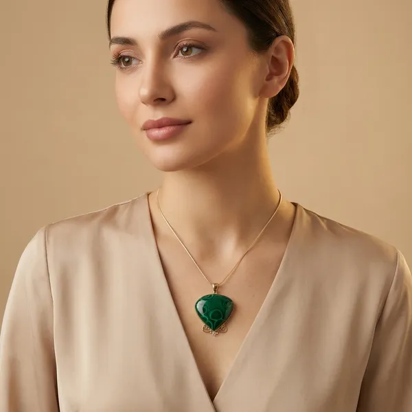925_Silver_Jewellery_Green_Malachite_Silver_Chain_Pendant_Necklace_For_Women