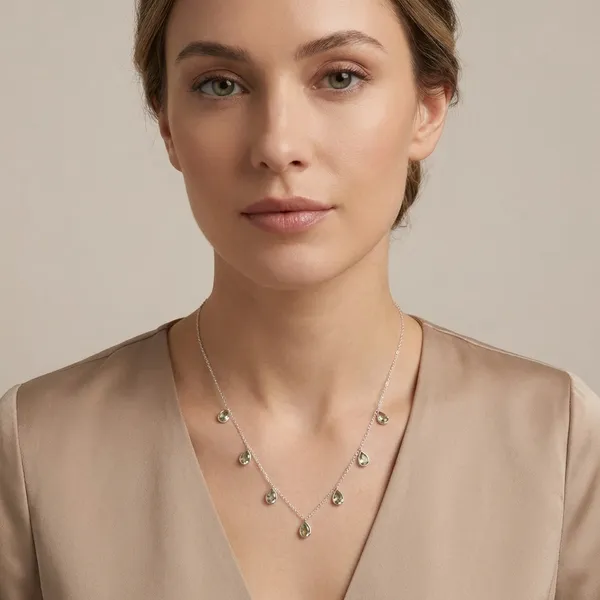 925_Silver_Jewellery_Green_Amethyst_Silver_Teardrop_Necklace_For_Women