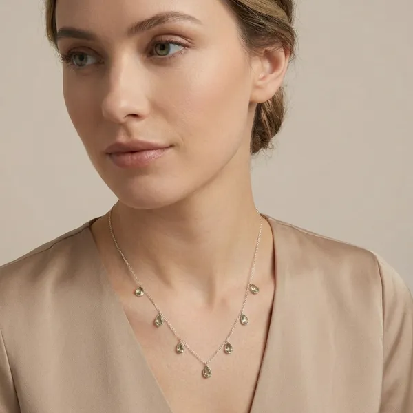 925_Silver_Jewellery_Green_Amethyst_Silver_Teardrop_Necklace_For_Women