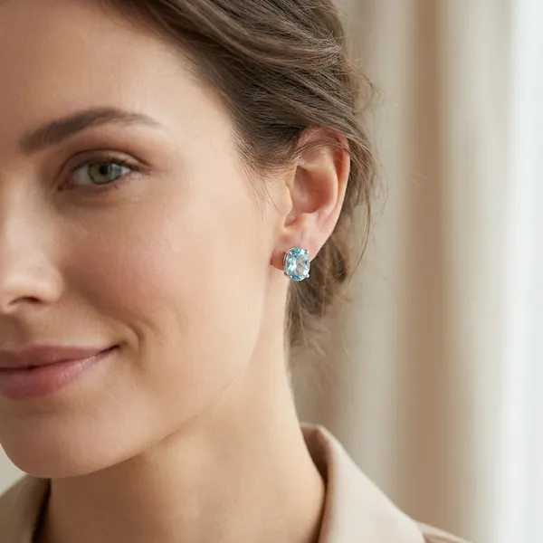 925_Silver_Jewellery_Blue_Topaz_Silver_Oval_Stud_Earrings_For_Women
