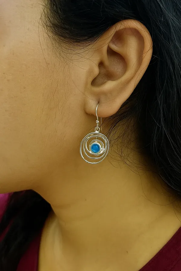 925_Silver_Jewellery_Blue_Topaz_Spiral_Drop_Earrings_For_Women