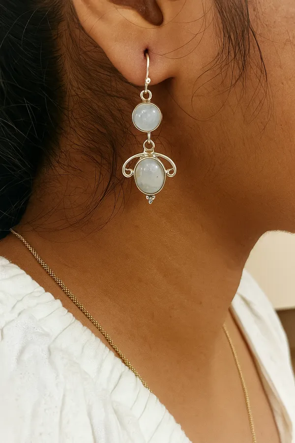 925_Silver_Jewellery_Moonstone_Ornate_Silver_Dangle_Earrings_For_Women