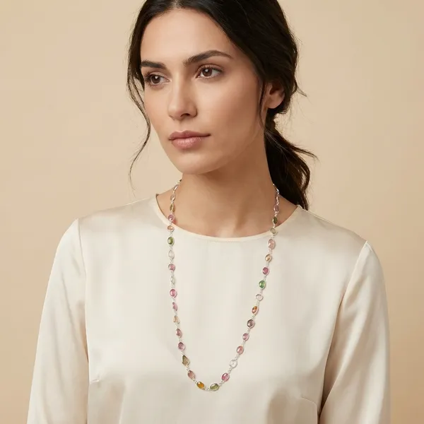 925_Silver_Jewellery_Multicolor_Tourmaline_Silver_Bezel_Long_Chain_Necklace_Set_For_Women