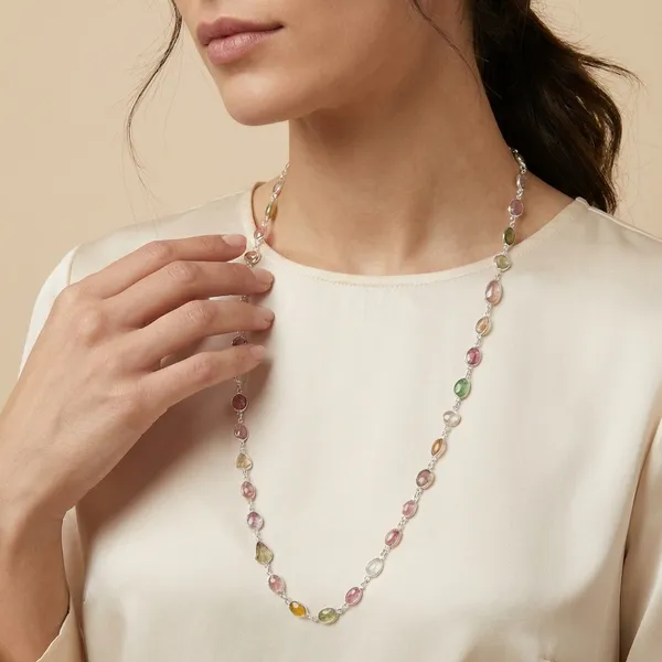 925_Silver_Jewellery_Multicolor_Tourmaline_Silver_Bezel_Long_Chain_Necklace_Set_For_Women