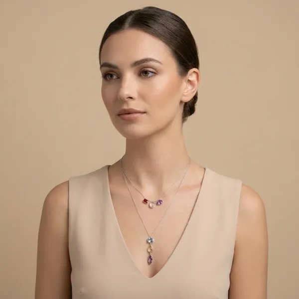 925_Silver_Jewellery_Multi_stone_dual_string_neckless