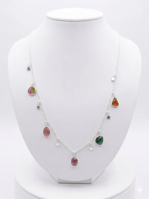 925_Silver_Jewellery_Multi_tourmaline_Star_Charm_Neckless