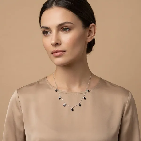 925_Silver_Jewellery_Brown_Smoky_Quartz_Silver_Chain_Teardrop_Necklace_For_Women