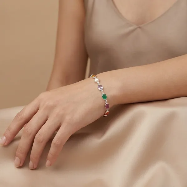 925_Silver_Jewellery_Navratan_Precious_natural_stone_bracelet