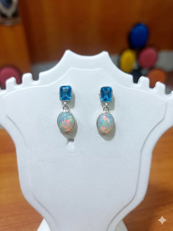 925_Silver_Jewellery_Opal_Blue_topaz_Earings