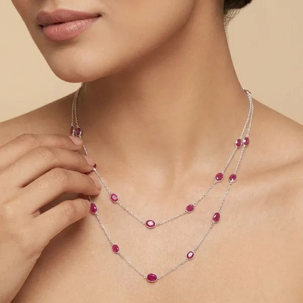925_Silver_Jewellery_Red_Ruby_Silver_Long_Chain_Necklace_For_Women