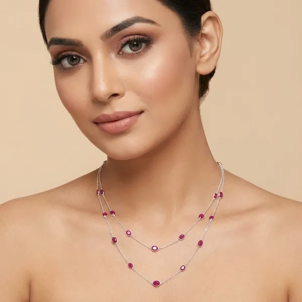 925_Silver_Jewellery_Red_Ruby_Silver_Long_Chain_Necklace_For_Women