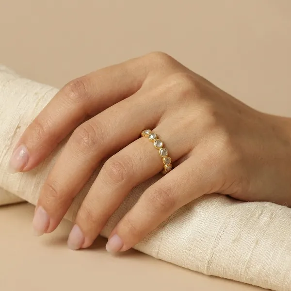 925_Silver_Jewellery_White_Stone_Gold_Tone_Bezel_Ring_For_Women