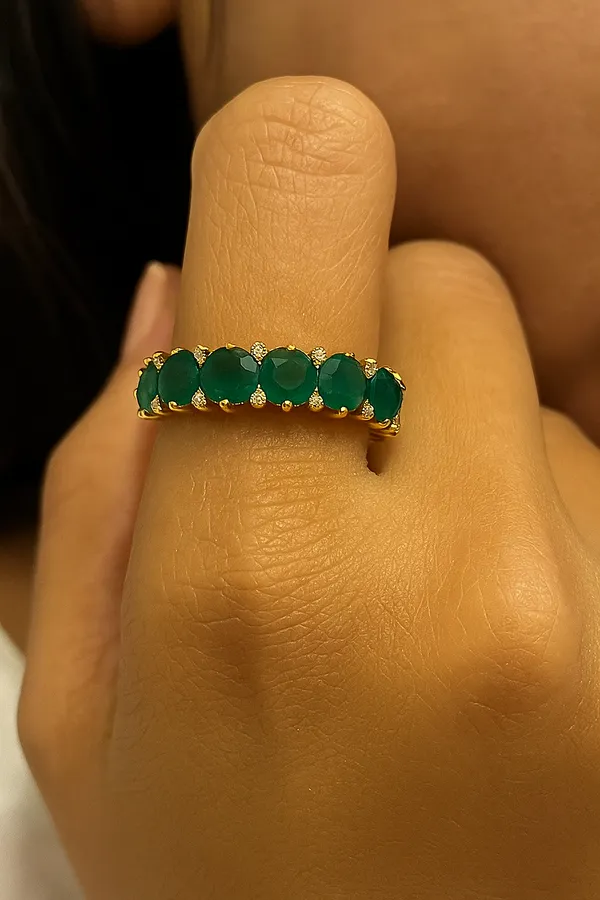 925_Silver_Jewellery_Green_Onyx_Seven_Stone_Gemstone_Ring_For_Women