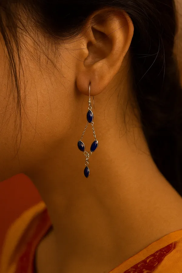 925_Silver_Jewellery_Blue_Lapis_Silver_Drop_Earrings_For_Women