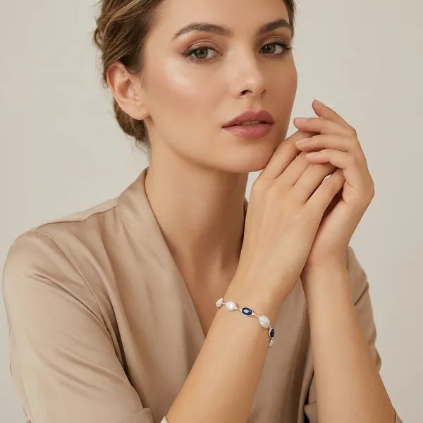 925_Silver_Jewellery_Pearl_sapphire_bracelet