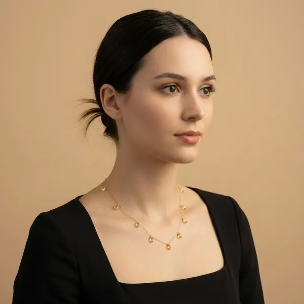 925_Silver_Jewellery_Yellow_Citrine_Teardrop_Charm_Necklace_For_Women