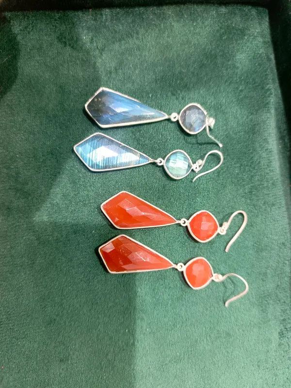 925_Silver_Jewellery_Grey_Labradorite_/_Red_Onyex_Gemstone_Silver_Drop_Earrings_For_Women