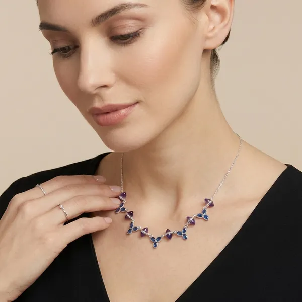 925_Silver_Jewellery_Purple_Tanzanite_Amethyst_Floral_Silver_Necklace_For_Women