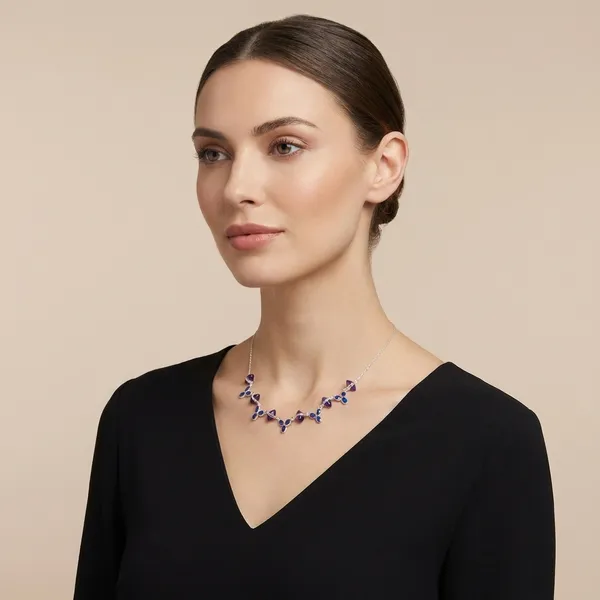 925_Silver_Jewellery_Purple_Tanzanite_Amethyst_Floral_Silver_Necklace_For_Women