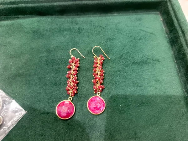 925_Silver_Jewellery_Pink_Stone_Earrings_For_Women