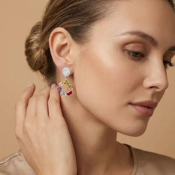 925_Silver_Jewellery_Multicolor_Gemstone_Silver_Drop_Earrings_For_Women