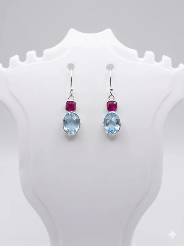 925_Silver_Jewellery_Ruby_Blue_topaz_Earings