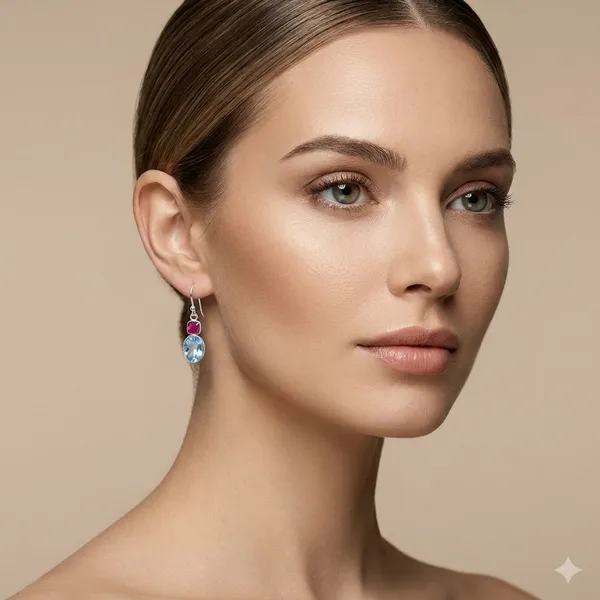 925_Silver_Jewellery_Ruby_Blue_topaz_Earings