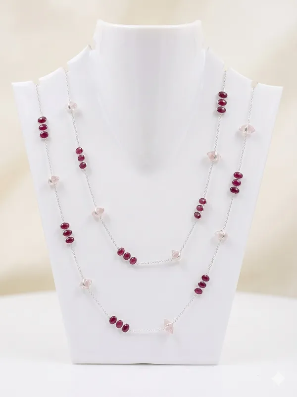925_Silver_Jewellery_Ruby_Rose_quartz_Long_chain