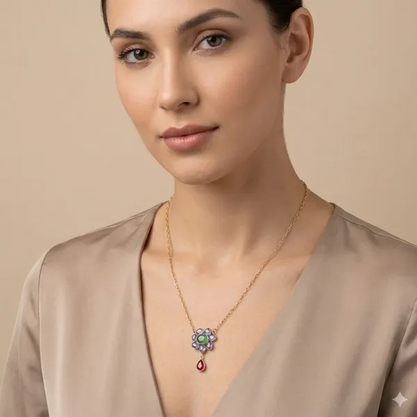 925_Silver_Jewellery_Ruby_Tenzenite_Pendent_with_chain