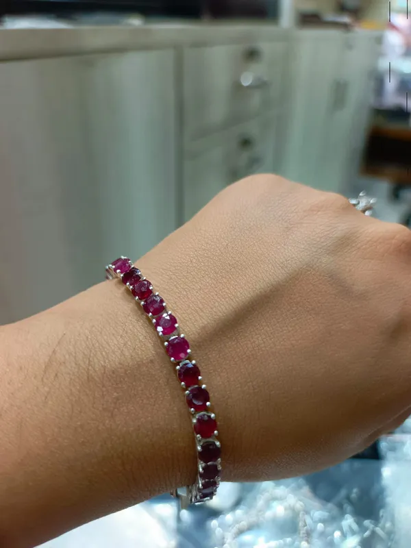 925_Silver_Jewellery_Red_Ruby_Silver_Setting_Tennis_Bracelet_For_Women
