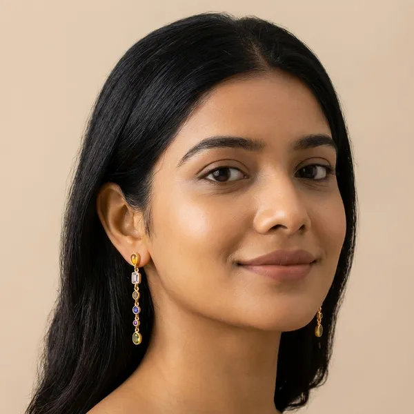 925_Silver_Jewellery_Multicolor_Geometric_Stone_Gold_Plated_Drop_Earrings_For_Women