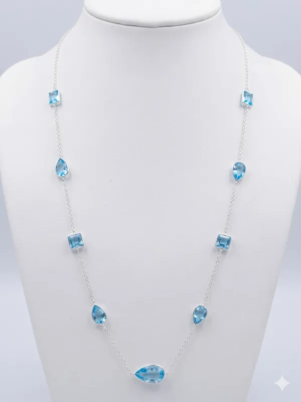 925_Silver_Jewellery_Swiss_Blue_topaz_Classy_neckchain