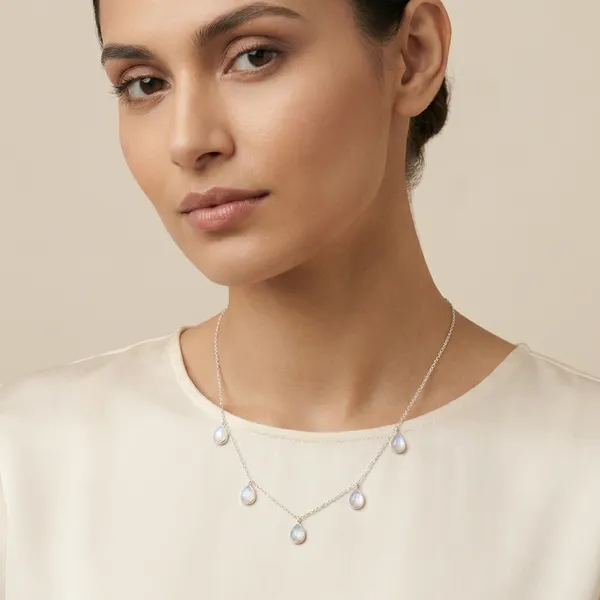 925_Silver_Jewellery_White_Moonstone_Sterling_Silver_Teardrop_Necklace_For_Women