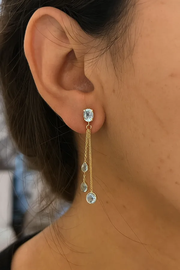 925_Silver_Jewellery_Blue_Topaz_Crystal_Chain_Drop_Earrings_For_Women