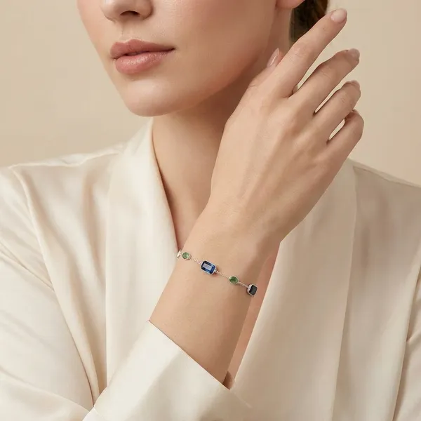925_Silver_Jewellery_Blue_Sapphire_Emerald_Silver_Gemstone_Bracelet_For_Women