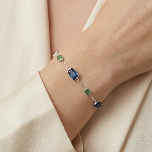 925_Silver_Jewellery_Blue_Sapphire_Emerald_Silver_Gemstone_Bracelet_For_Women