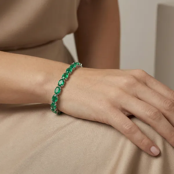 925_Silver_Jewellery_Green_Onyx_Stone_Tennis_Bracelet_For_Women