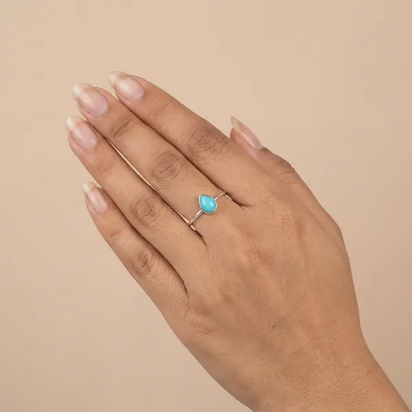 925_Silver_Jewellery_Blue_Turquoise_Silver_Band_Teardrop_Ring_For_Women