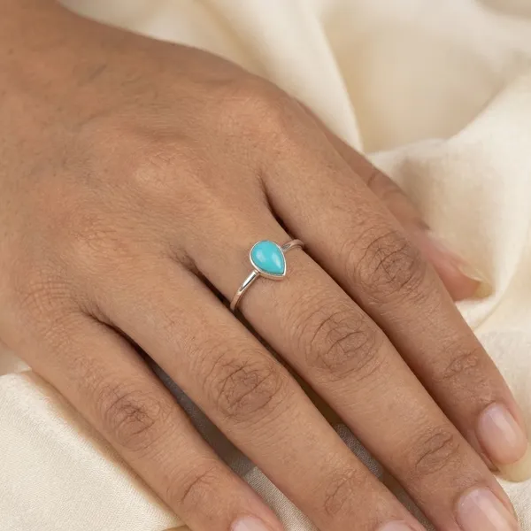 925_Silver_Jewellery_Blue_Turquoise_Silver_Band_Teardrop_Ring_For_Women