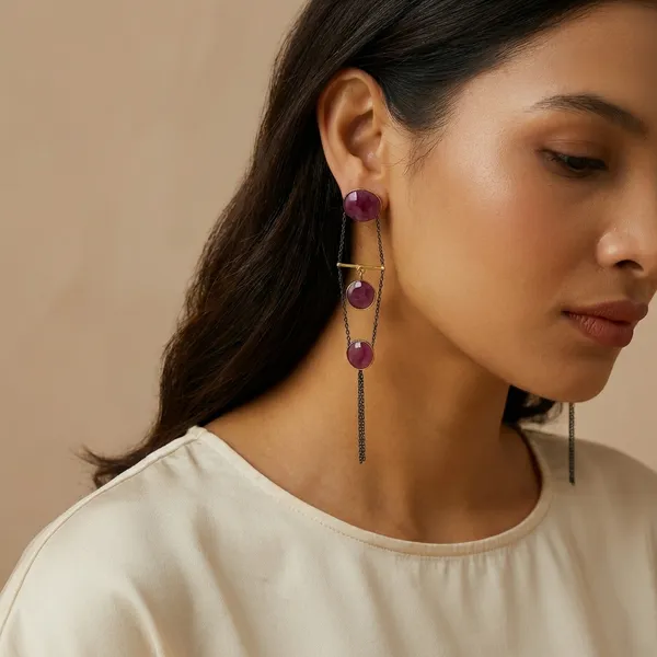 925_Silver_Jewellery_Red_Ruby_Geometric_Drop_Earrings_For_Women