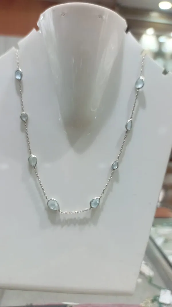 925_Silver_Jewellery_Blue_Topaz_Gemstone_Chain_Necklace_For_Women