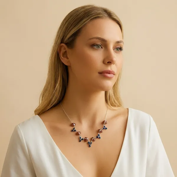 925_Silver_Jewellery_Purple_Amethyst_Red_Onyx_Floral_Necklace_For_Women